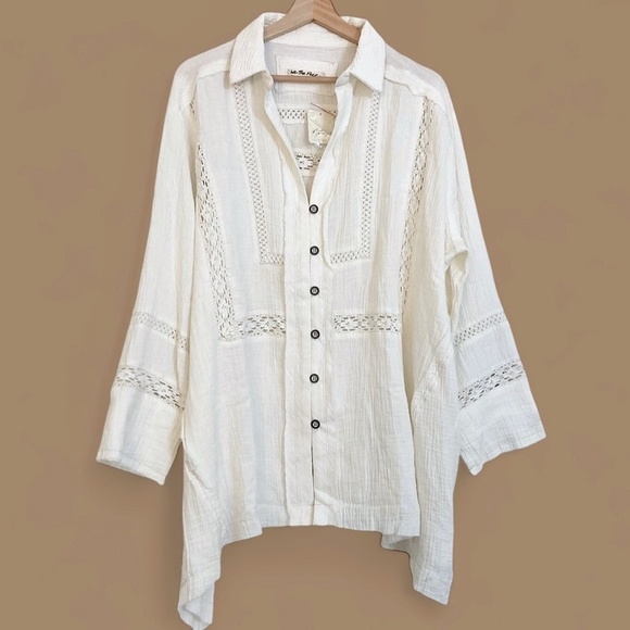 FREE PEOPLE We The Free Ranch Wash Oversized Shirt in Ivory - Picture 8 of 15